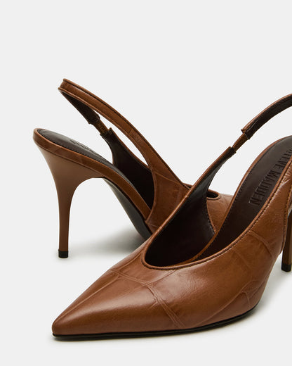 Steve Madden ANDROMEDA Tan Crocodile Slingback Pointed-Toe Stiletto Pump Women's Heel