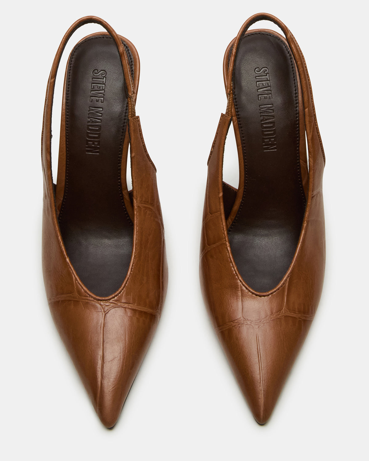 Steve Madden ANDROMEDA Tan Crocodile Slingback Pointed-Toe Stiletto Pump Women's Heel