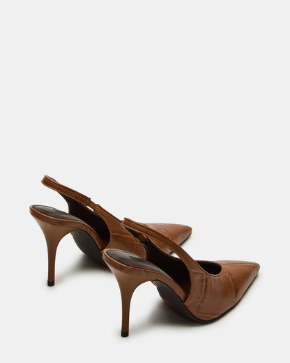 Steve Madden ANDROMEDA Tan Crocodile Slingback Pointed-Toe Stiletto Pump Women's Heel