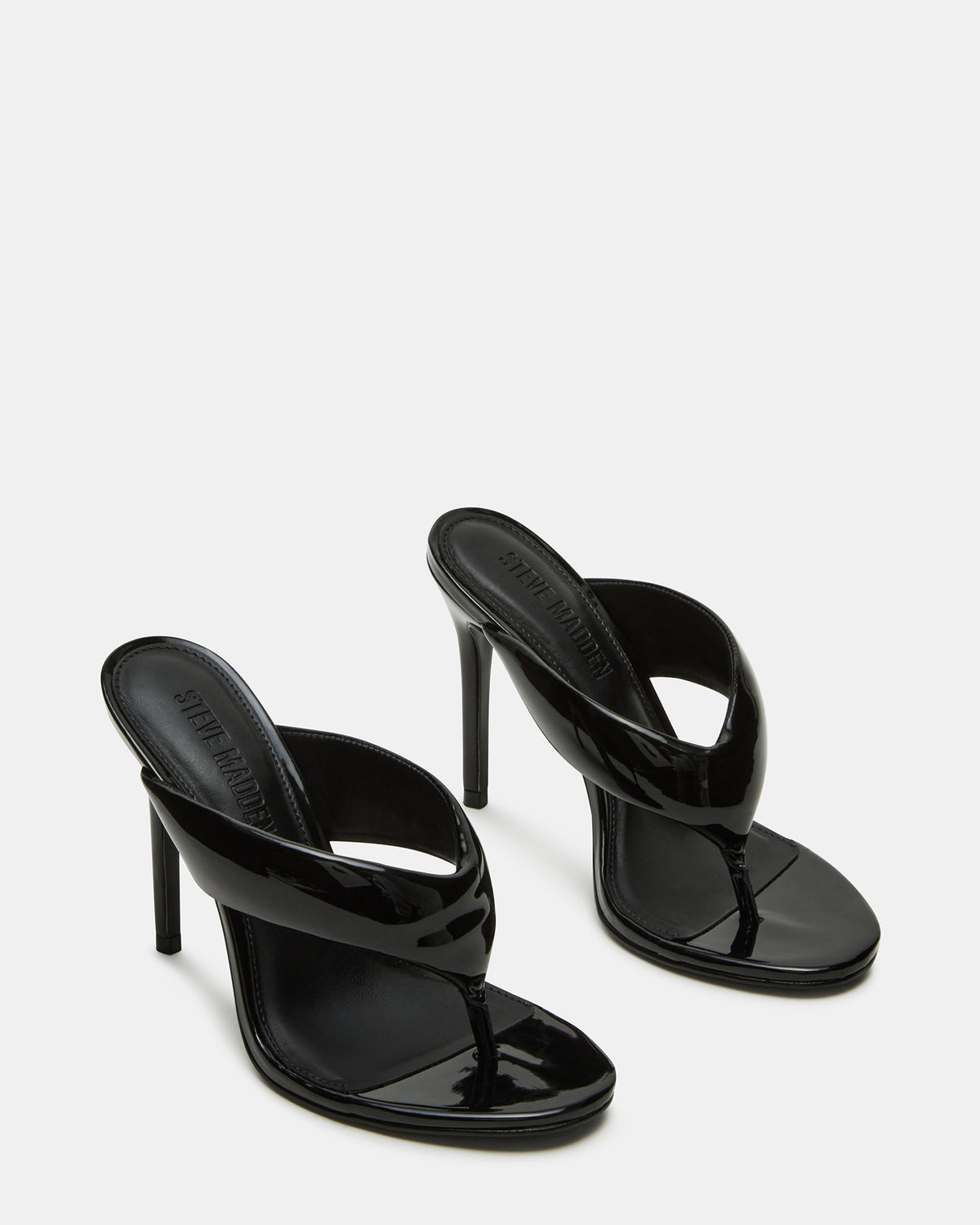 Steve Madden SABINE Black Patent Thong Mule Women's Heel