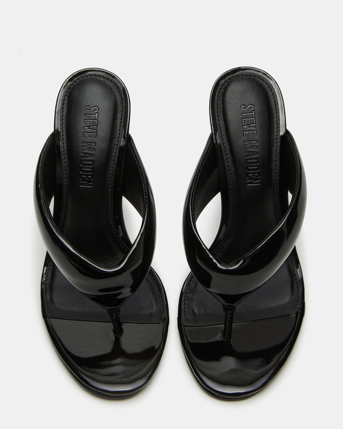 Steve Madden SABINE Black Patent Thong Mule Women's Heel