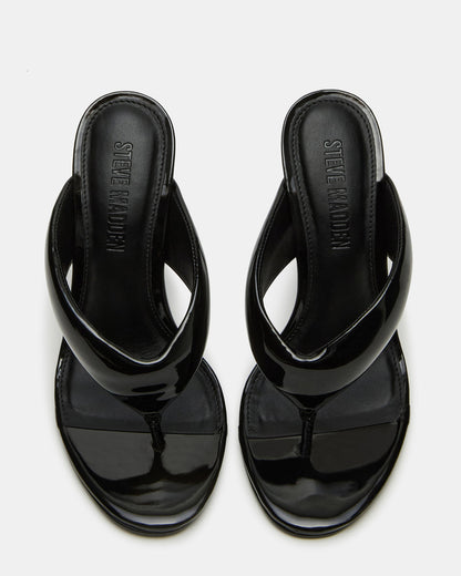 Steve Madden SABINE Black Patent Thong Mule Women's Heel