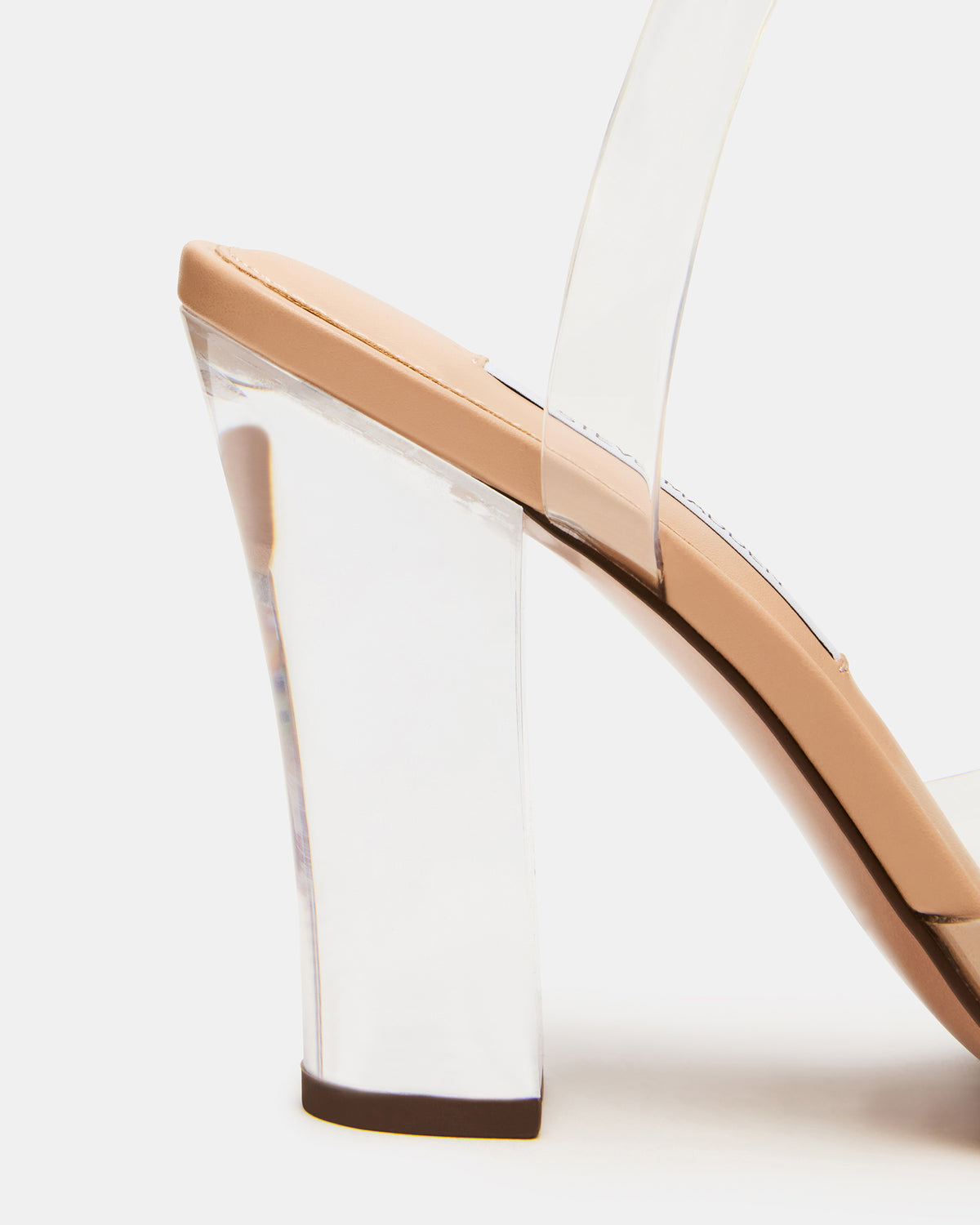 Steve Madden WHISTLE Clear Square-Toe Block Heel Women's Heel