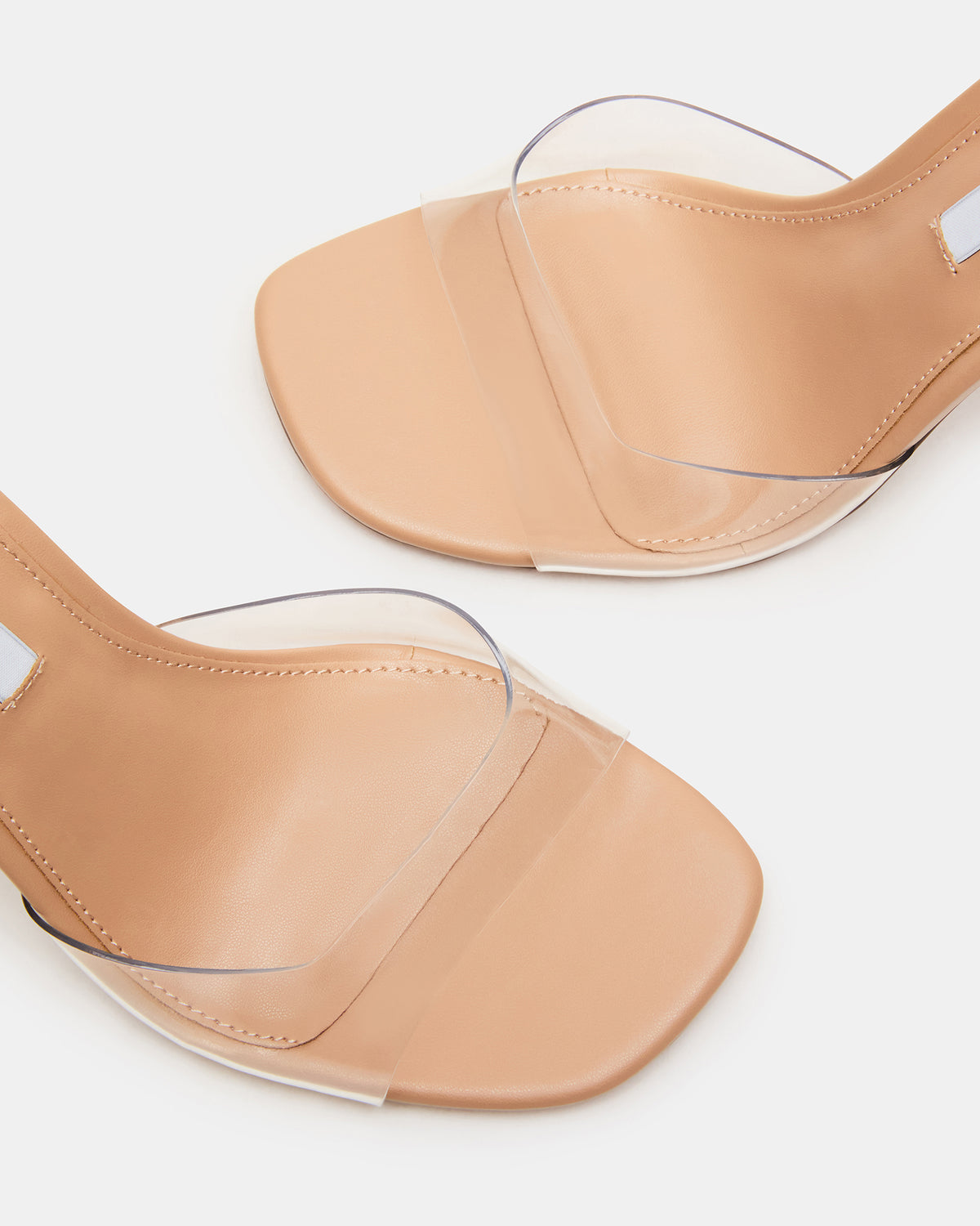 Steve Madden WHISTLE Clear Square-Toe Block Heel Women's Heel