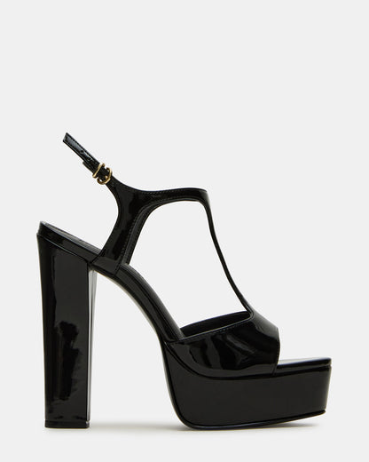 Steve Madden TAMI Black Patent Strappy Platform Women's Heel