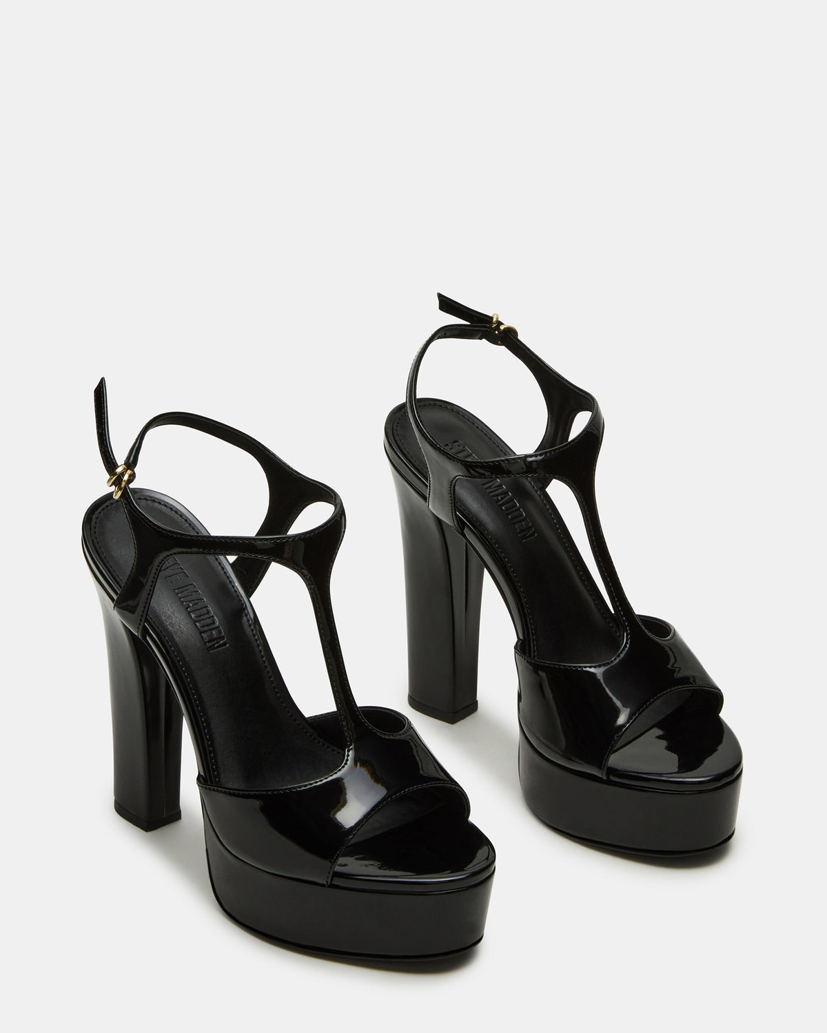 Steve Madden TAMI Black Patent Strappy Platform Women's Heel