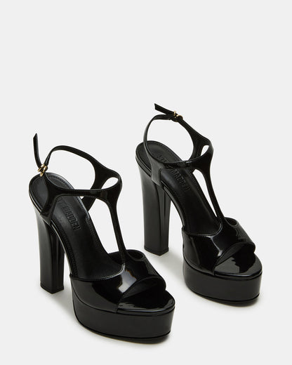 Steve Madden TAMI Black Patent Strappy Platform Women's Heel