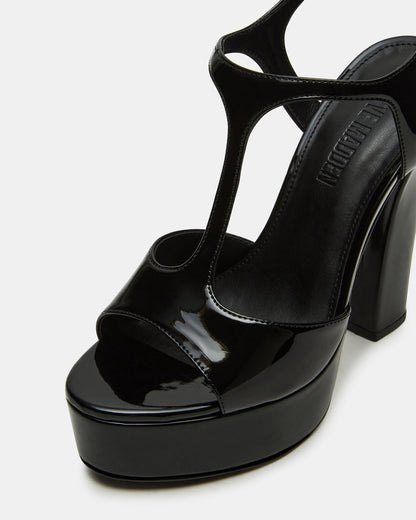 Steve Madden TAMI Black Patent Strappy Platform Women's Heel