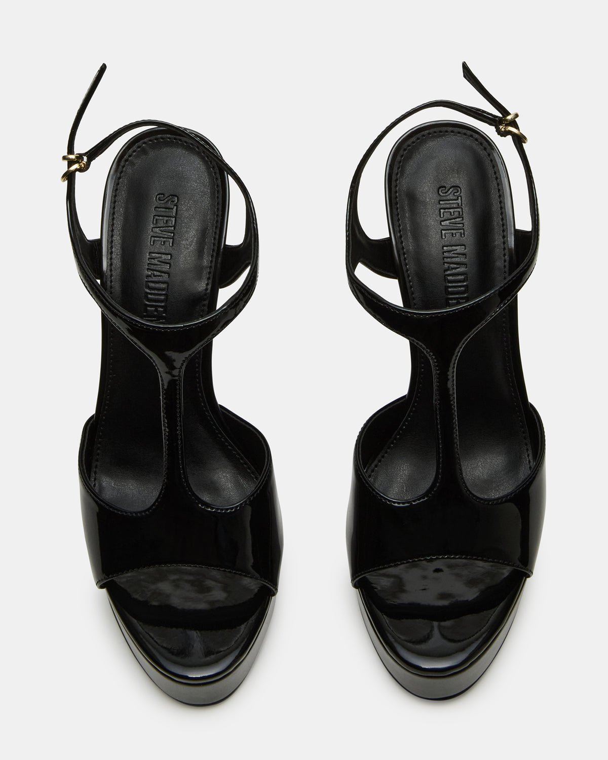 Steve Madden TAMI Black Patent Strappy Platform Women's Heel