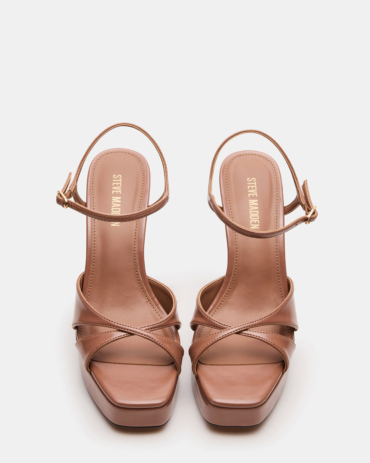 Steve Madden SCARLET Mocha Square-Toe Strappy Platform Women's Heel