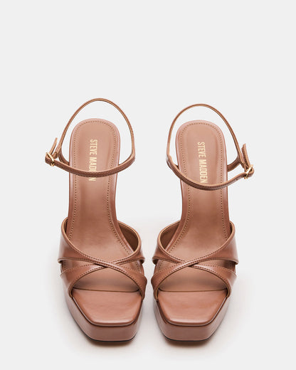 Steve Madden SCARLET Mocha Square-Toe Strappy Platform Women's Heel