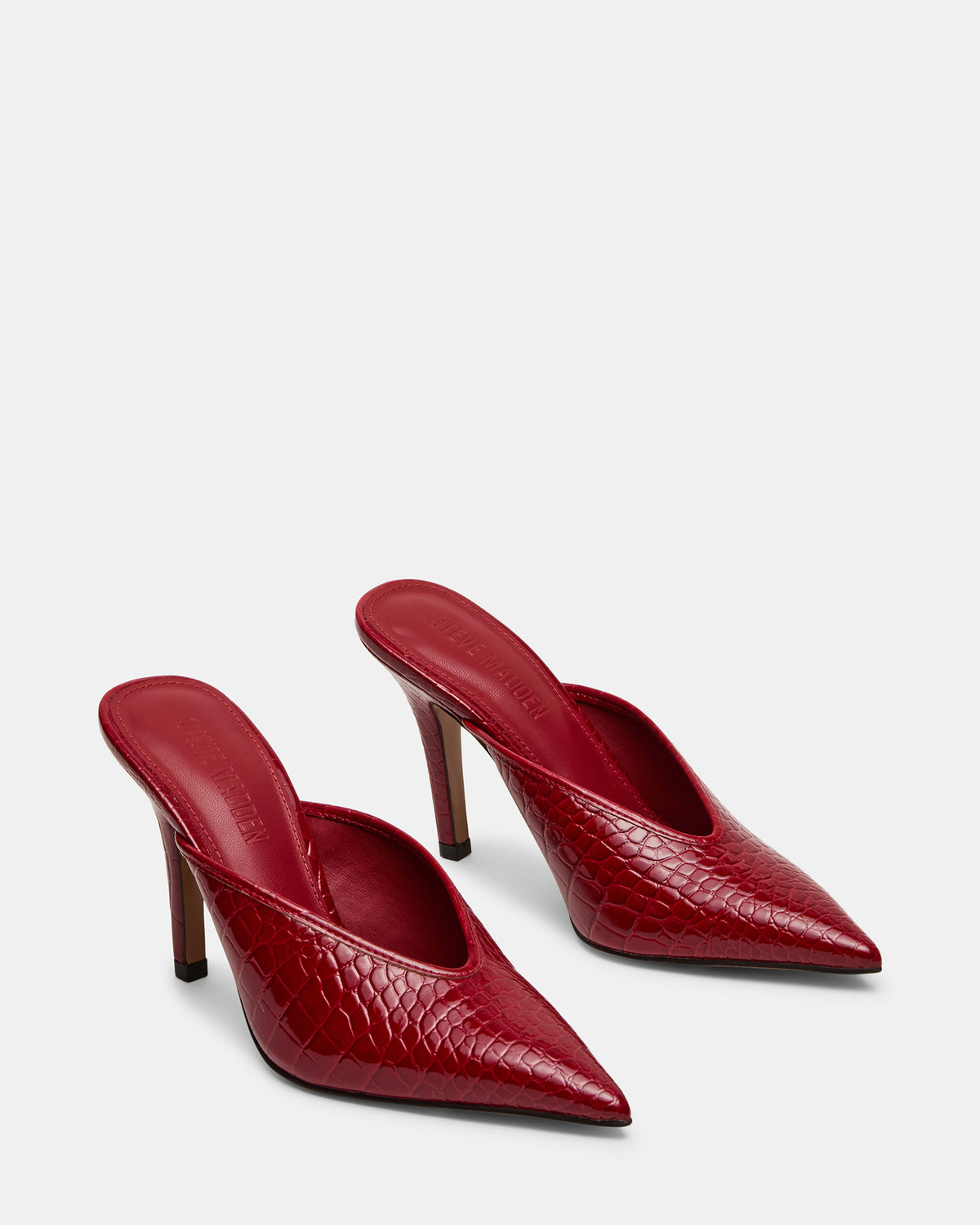 Steve Madden LITA Red Crocodile Pointed-Toe Mule Pump Women's Heel