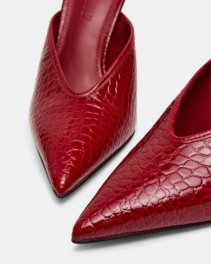 Steve Madden LITA Red Crocodile Pointed-Toe Mule Pump Women's Heel