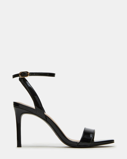 Steve Madden SUZIE Black Patent Women's Open Toe Stiletto Strappy Heel