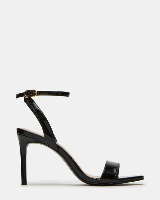Steve Madden SUZIE Black Patent Women's Open Toe Stiletto Strappy Heel