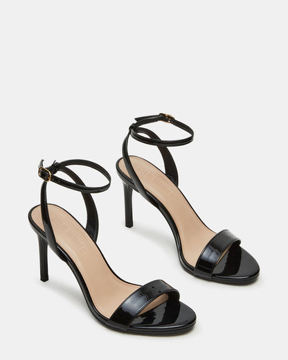 Steve Madden SUZIE Black Patent Women's Open Toe Stiletto Strappy Heel