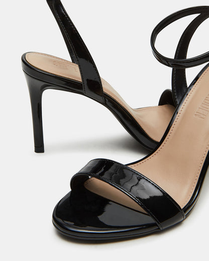 Steve Madden SUZIE Black Patent Women's Open Toe Stiletto Strappy Heel