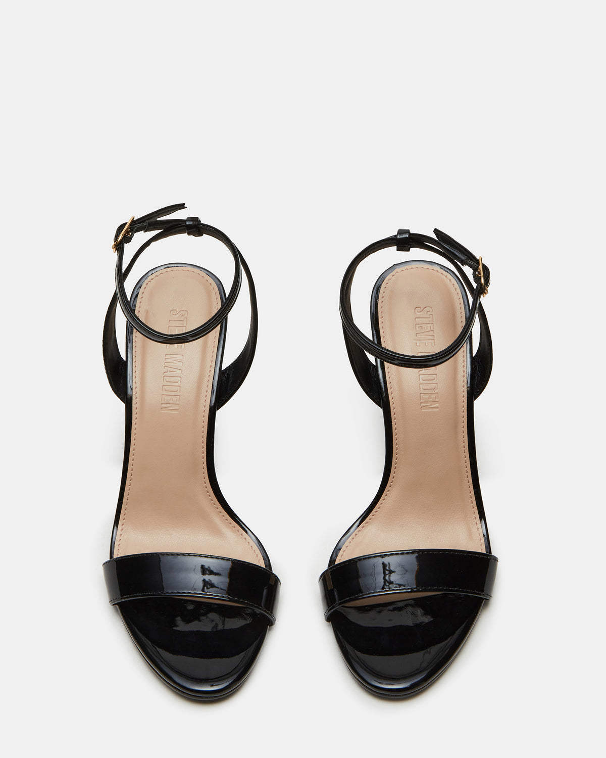 Steve Madden SUZIE Black Patent Women's Open Toe Stiletto Strappy Heel