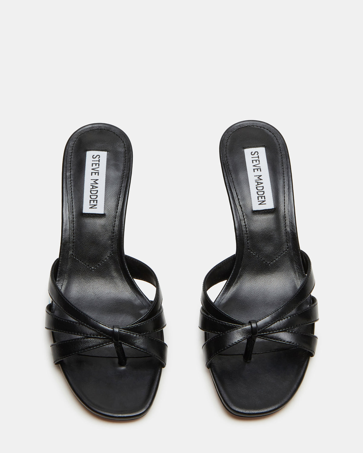 Steve Madden CARY Black Leather Square-Toe Strappy Mule Women's Heel
