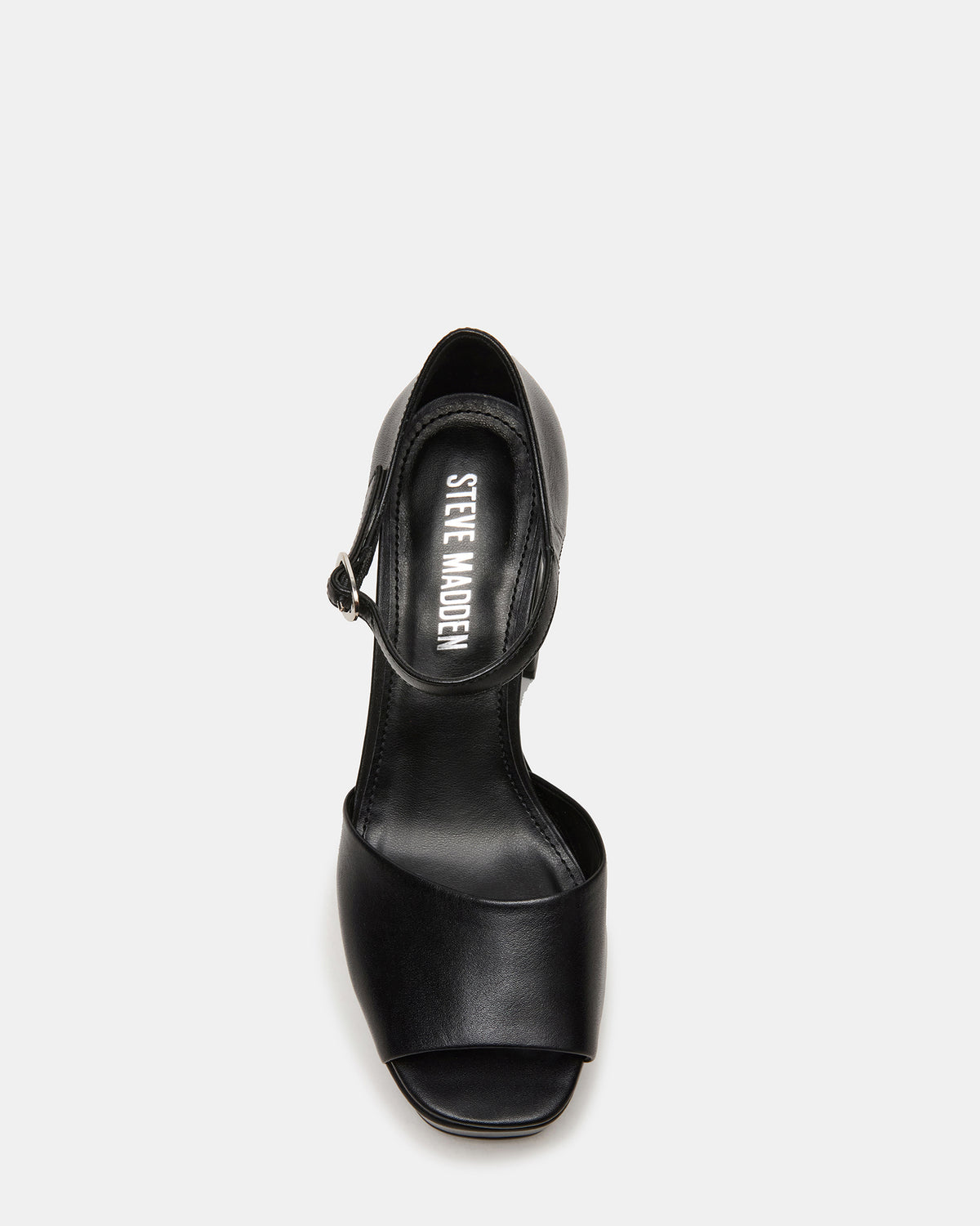 Steve Madden LONDON Black Leather Platfrom Block Heel Square-Toe Women's Heel