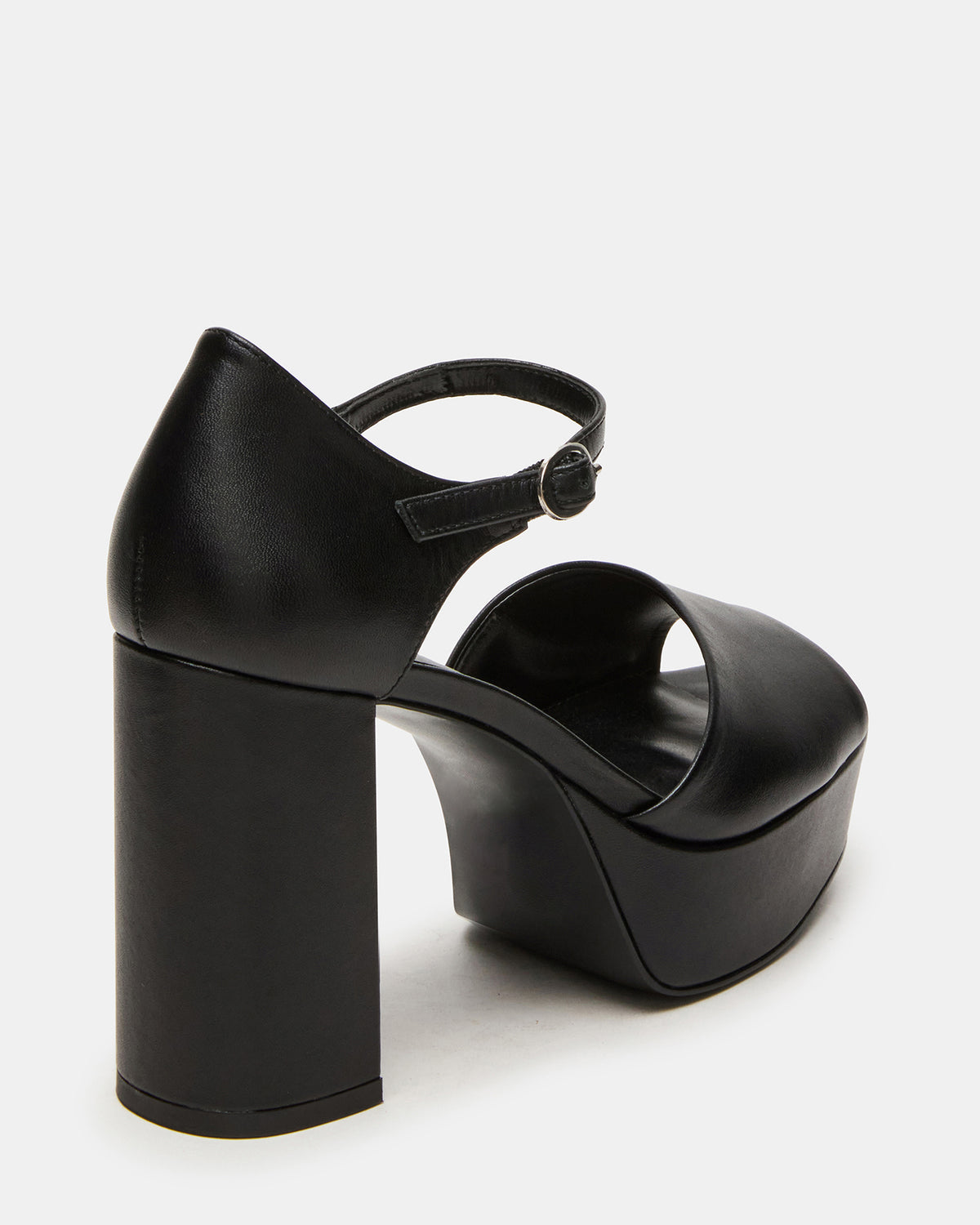 Steve Madden LONDON Black Leather Platfrom Block Heel Square-Toe Women's Heel