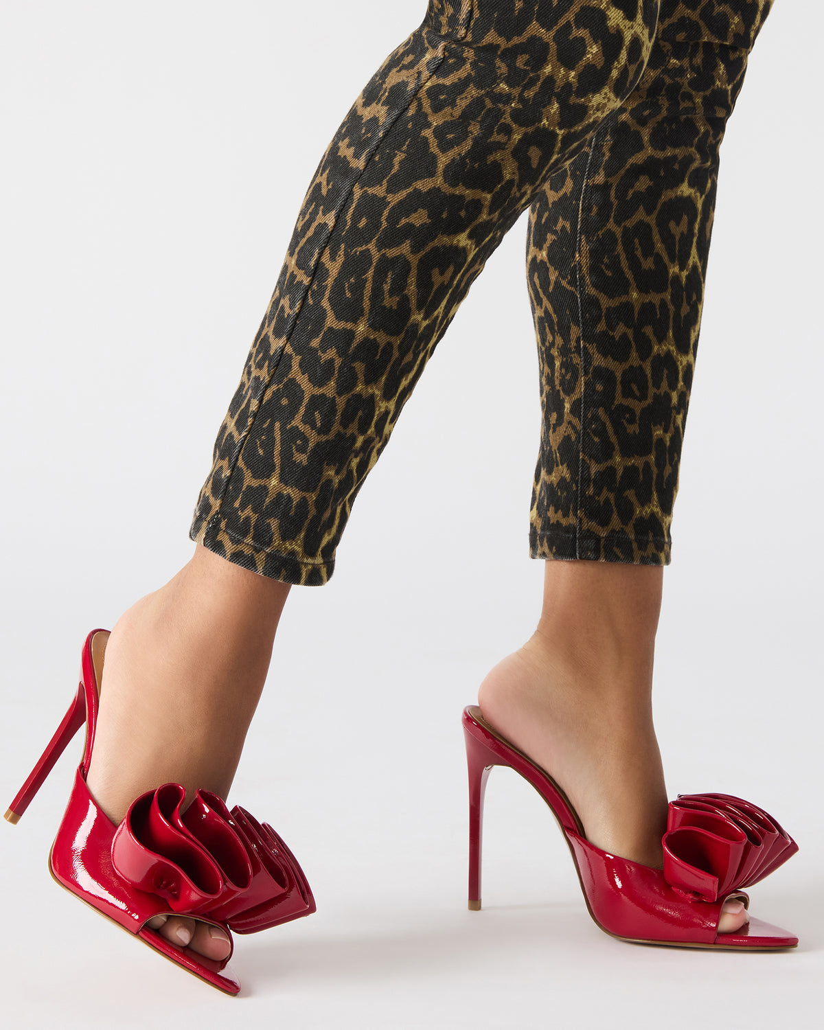 Steve Madden AFFINITY Red Patent Women's Multi Pointed-Toe Stiletto Mule Heel