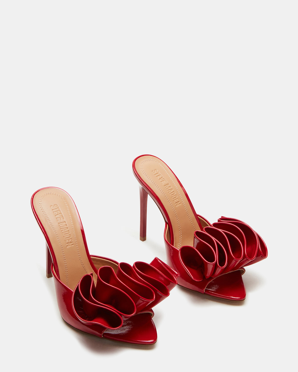 Steve Madden AFFINITY Red Patent Women's Multi Pointed-Toe Stiletto Mule Heel