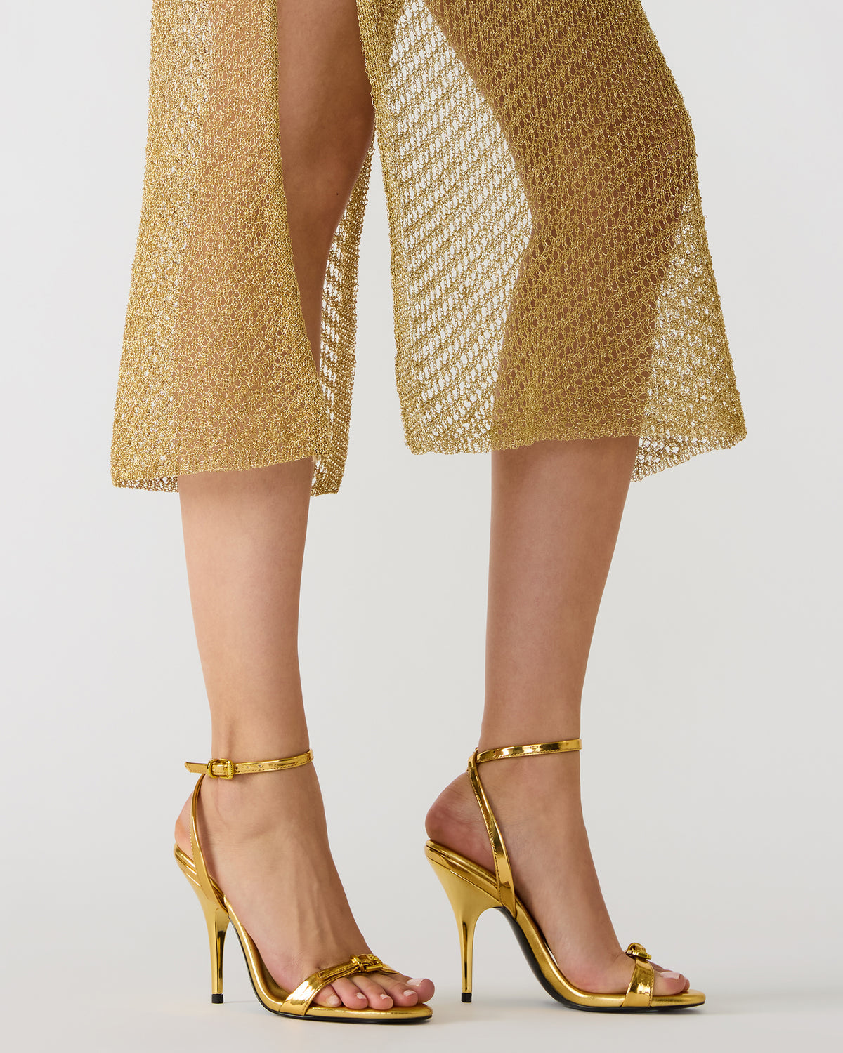 Steve Madden FOXX Gold Strappy Stiletto Open-Toe Women's Heel