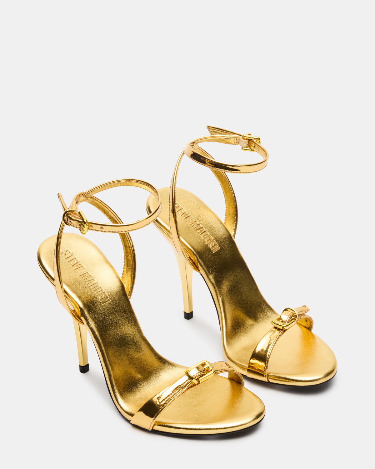Steve Madden FOXX Gold Strappy Stiletto Open-Toe Women's Heel