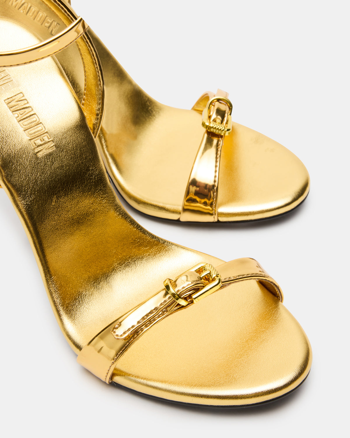 Steve Madden FOXX Gold Strappy Stiletto Open-Toe Women's Heel