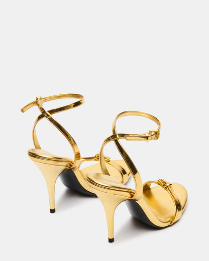 Steve Madden FOXX Gold Strappy Stiletto Open-Toe Women's Heel
