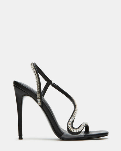 Steve Madden NESSA Black Square Toe Rhinestone Stiletto Heel | Women's Heels