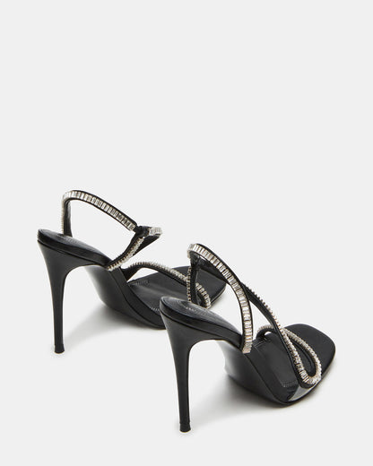 Steve Madden NESSA Black Square Toe Rhinestone Stiletto Heel | Women's Heels