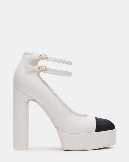 Steve Madden PEYTON White Leather Block Heel Platform Women's Heel