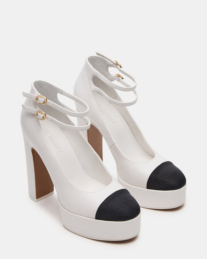 Steve Madden PEYTON White Leather Block Heel Platform Women's Heel