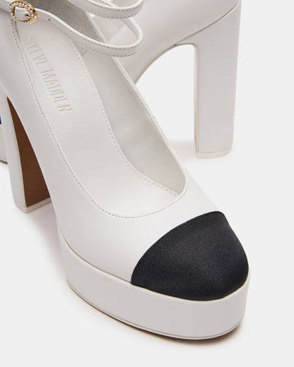 Steve Madden PEYTON White Leather Block Heel Platform Women's Heel