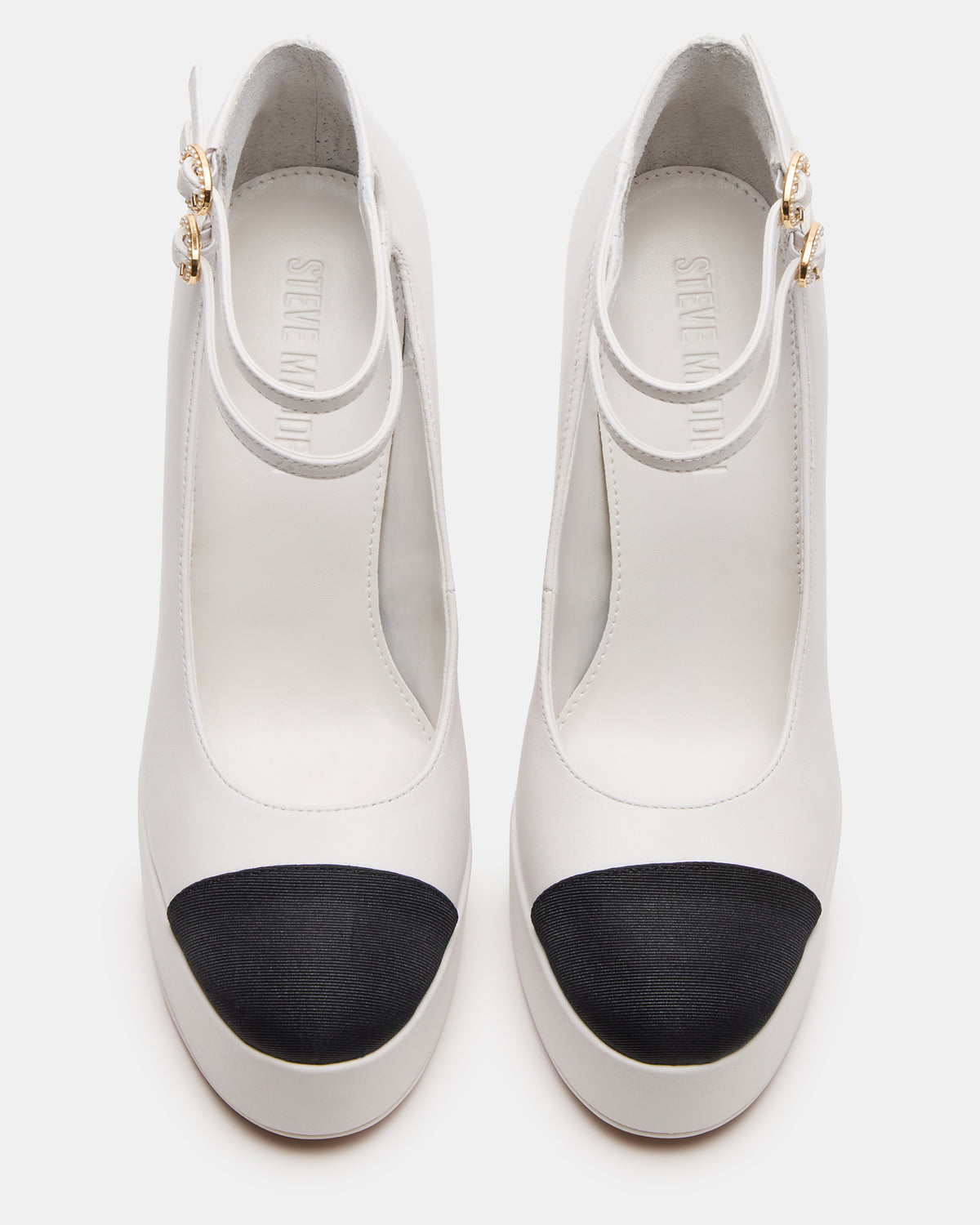 Steve Madden PEYTON White Leather Block Heel Platform Women's Heel