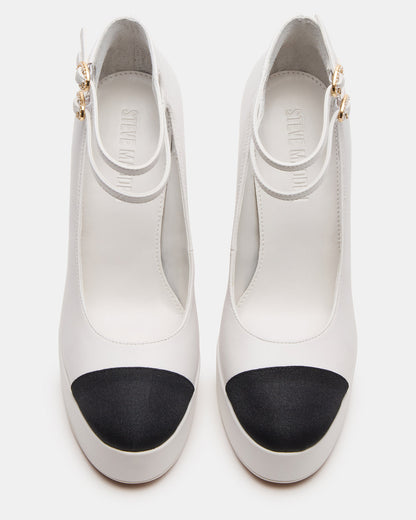 Steve Madden PEYTON White Leather Block Heel Platform Women's Heel