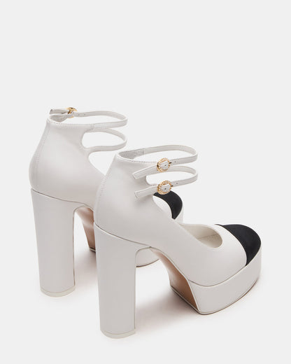 Steve Madden PEYTON White Leather Block Heel Platform Women's Heel