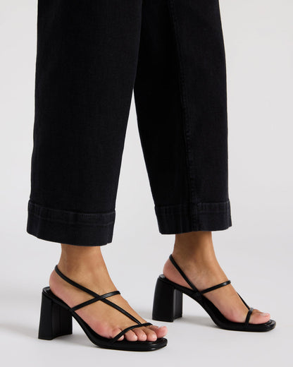 Steve Madden DIORA Black Women's Strappy Square-Toe Heel