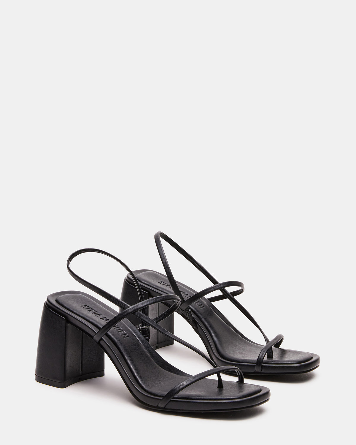 Steve Madden DIORA Black Women's Strappy Square-Toe Heel