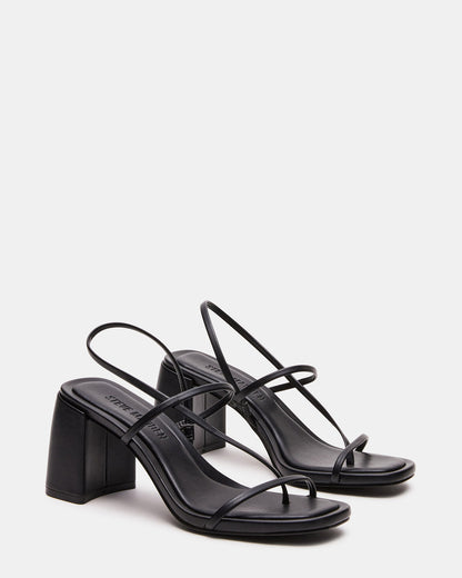 Steve Madden DIORA Black Women's Strappy Square-Toe Heel