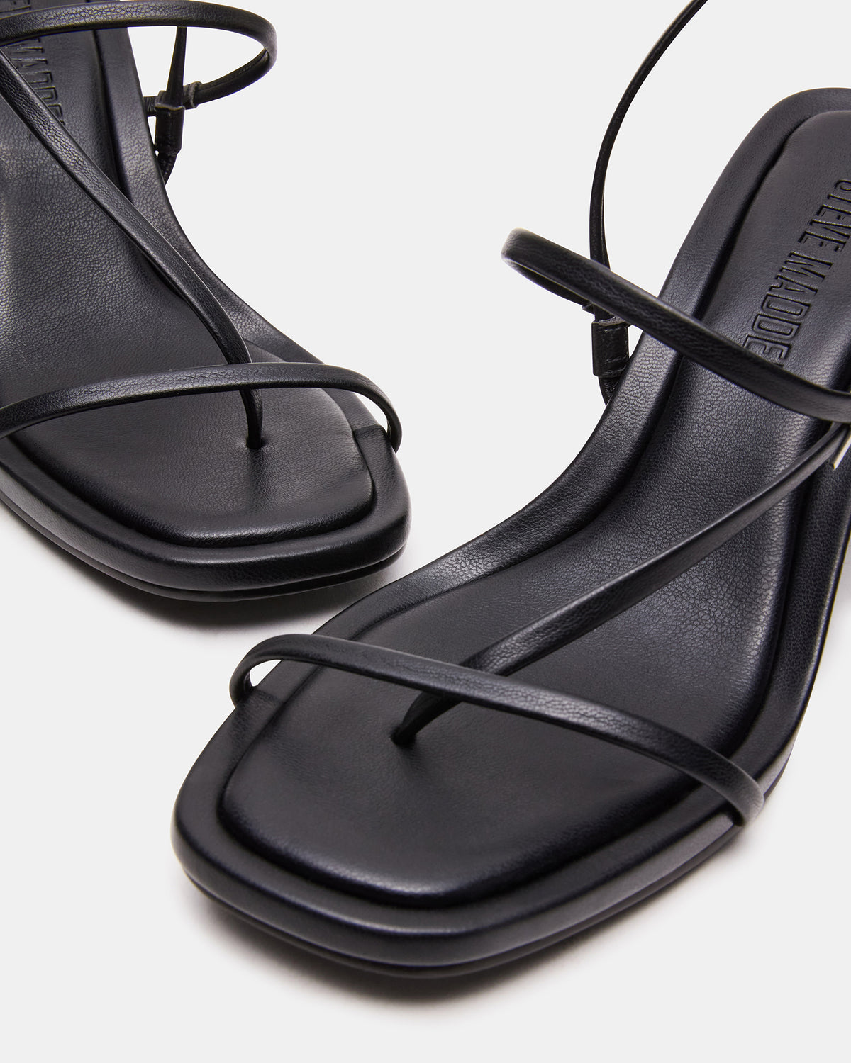 Steve Madden DIORA Black Women's Strappy Square-Toe Heel