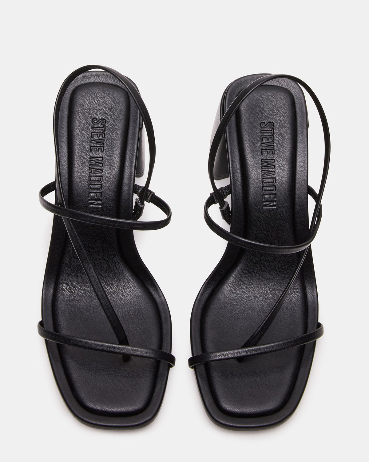Steve Madden DIORA Black Women's Strappy Square-Toe Heel