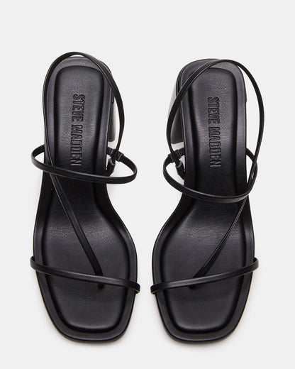Steve Madden DIORA Black Women's Strappy Square-Toe Heel