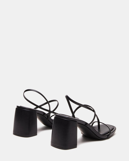 Steve Madden DIORA Black Women's Strappy Square-Toe Heel