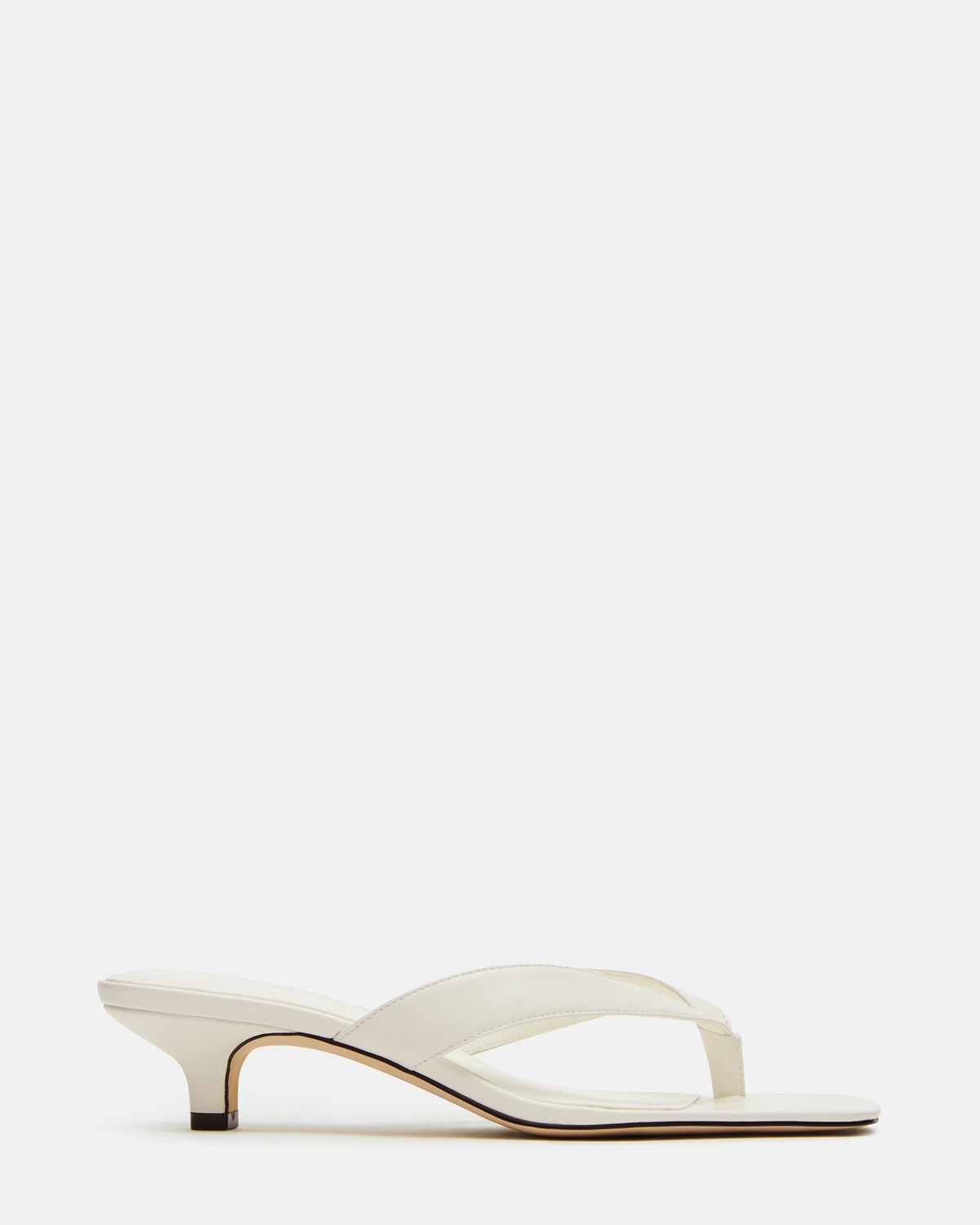 Steve Madden TRACIE White Leather Thong Strap Women's Kitten Heel