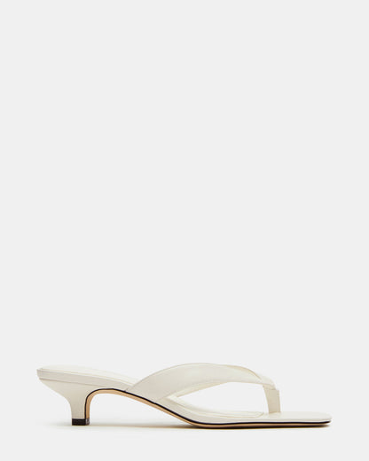 Steve Madden TRACIE White Leather Thong Strap Women's Kitten Heel