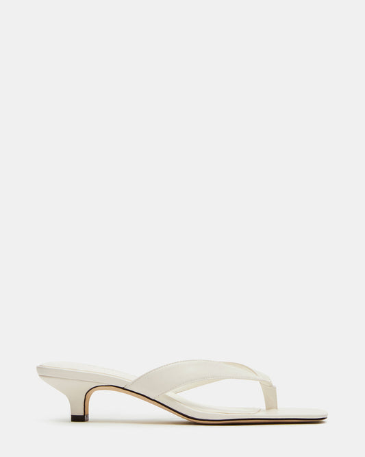 Steve Madden TRACIE White Leather Thong Strap Women's Kitten Heel