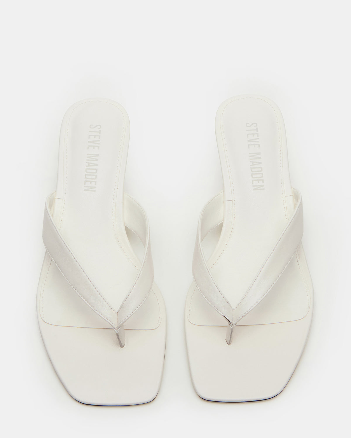 Steve Madden TRACIE White Leather Thong Strap Women's Kitten Heel